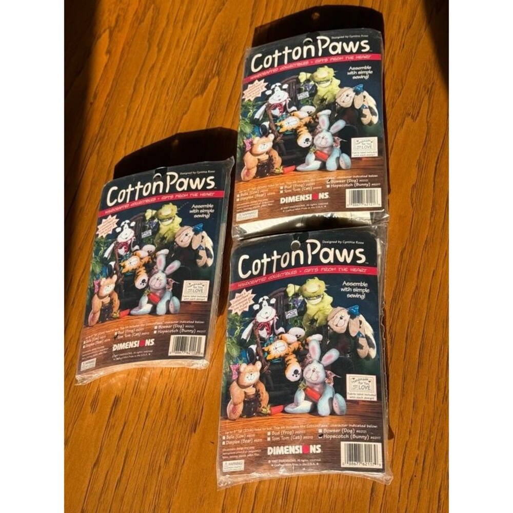 Lot 3 new dimensions cotton paws kits 1997